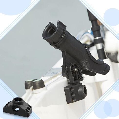 2 Pcs Bracket Side Deck Mounting Fishing Rod Bracket Flag Pole Bracket Kayak Fishing Rod Pole Holder Support Fishing Tool with Hardwares for Boat Wall House, Black in Saudi Arabia