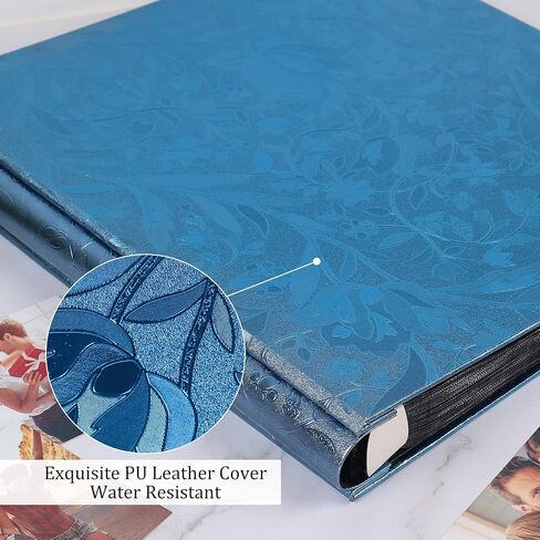 ألبوم صور RECUTMS مقاس 4 × 6 600 صورة من جلد البولي يوريثان، كتب صور زفاف كبيرة، صفحات سوداء، ألبوم عائلي أفقي وعمودي، كتاب ذاكرة هدية (ورقة S زرقاء) in Kuwait
