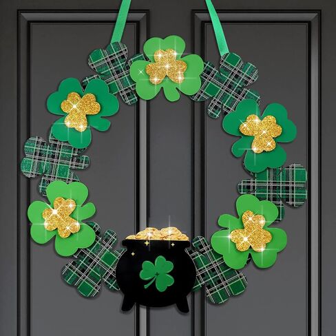 St Patrick's Day Decoration Artificial Wood Wreath Decor Decorations for Home Spring St Patrick's Day Wreaths Hanging Garland for Outdoor Garden Front Door Wall Farmhouse (Fresh Style) in Kuwait