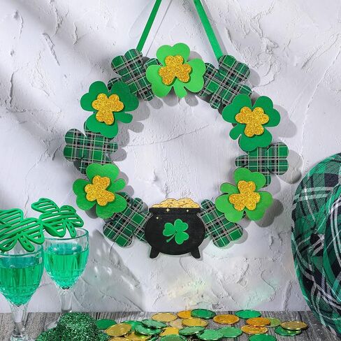 St Patrick's Day Decoration Artificial Wood Wreath Decor Decorations for Home Spring St Patrick's Day Wreaths Hanging Garland for Outdoor Garden Front Door Wall Farmhouse (Fresh Style) in Kuwait