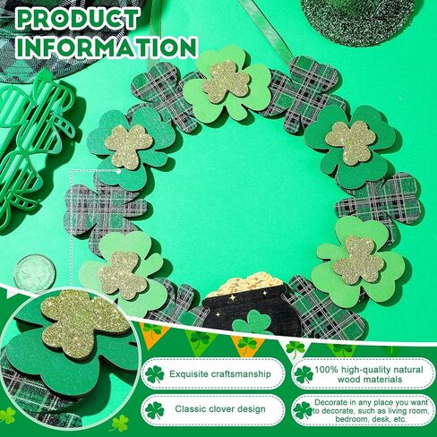 St Patrick's Day Decoration Artificial Wood Wreath Decor Decorations for Home Spring St Patrick's Day Wreaths Hanging Garland for Outdoor Garden Front Door Wall Farmhouse (Fresh Style) in Kuwait