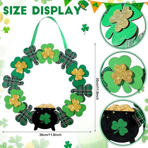 St Patrick's Day Decoration Artificial Wood Wreath Decor Decorations for Home Spring St Patrick's Day Wreaths Hanging Garland for Outdoor Garden Front Door Wall Farmhouse (Fresh Style) in Kuwait