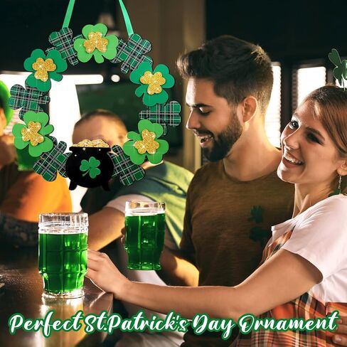 St Patrick's Day Decoration Artificial Wood Wreath Decor Decorations for Home Spring St Patrick's Day Wreaths Hanging Garland for Outdoor Garden Front Door Wall Farmhouse (Fresh Style) in Kuwait