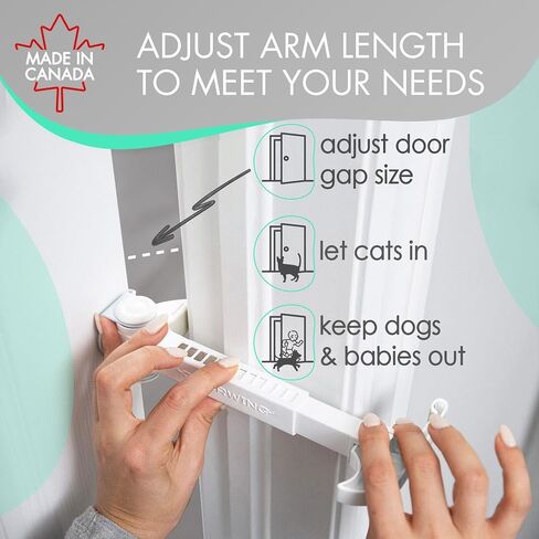 DOORWING Portable Door Lock & Pinch Guard. No Adhesives, Screws or Door Damage. Adjustable Door Latch for Baby Proofing. Dog Gate & Cat Door Alternative. Let Cats In, Keep Kids/Dogs Out of Litter Box. in Saudi Arabia