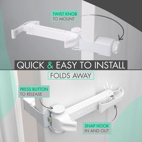 DOORWING Portable Door Lock & Pinch Guard. No Adhesives, Screws or Door Damage. Adjustable Door Latch for Baby Proofing. Dog Gate & Cat Door Alternative. Let Cats In, Keep Kids/Dogs Out of Litter Box. in Saudi Arabia