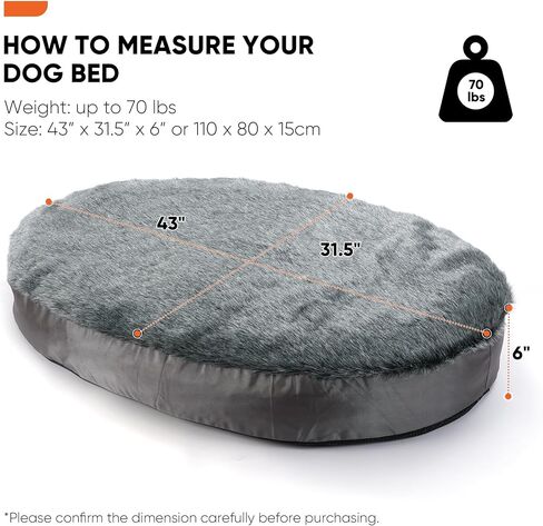 سرير فاخر للكلاب من الفرو الصناعي مصنوع من إسفنج ميموري فوم منفوش للحيوانات الأليفة والقطط مع غطاء قابل للإزالة والغسل (كبير، رمادي) in Kuwait