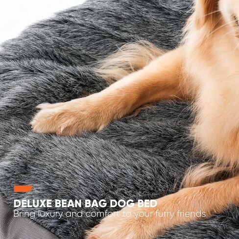 سرير فاخر للكلاب من الفرو الصناعي مصنوع من إسفنج ميموري فوم منفوش للحيوانات الأليفة والقطط مع غطاء قابل للإزالة والغسل (كبير، رمادي) in Kuwait