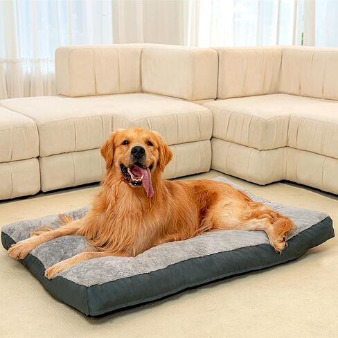 سرير للكلاب الكبيرة - مرتبة قطيفة لتقويم العظام - مفرش سرير للحيوانات الأليفة مع غطاء قابل للغسل في الغسالة وقابل للإزالة - بطانة مقاومة للماء وزر مضاد للانزلاق in Kuwait
