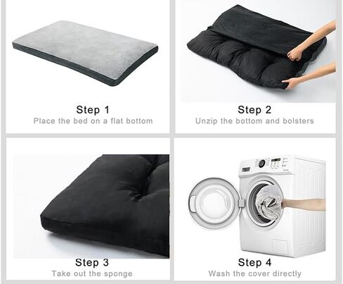 سرير للكلاب الكبيرة - مرتبة قطيفة لتقويم العظام - مفرش سرير للحيوانات الأليفة مع غطاء قابل للغسل في الغسالة وقابل للإزالة - بطانة مقاومة للماء وزر مضاد للانزلاق in Kuwait
