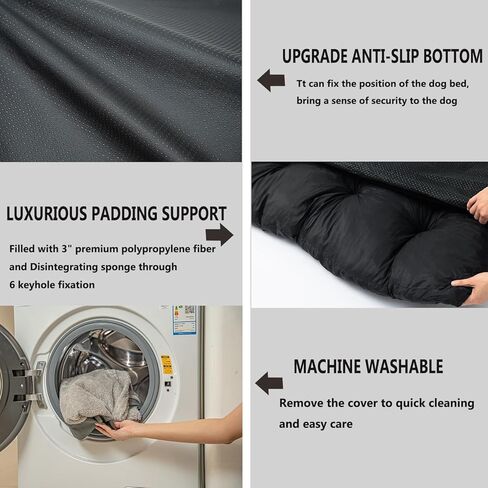سرير للكلاب الكبيرة - مرتبة قطيفة لتقويم العظام - مفرش سرير للحيوانات الأليفة مع غطاء قابل للغسل في الغسالة وقابل للإزالة - بطانة مقاومة للماء وزر مضاد للانزلاق in Kuwait