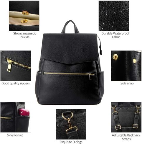 حقيبة ظهر للحفاضات من الجلد من KZNI، حقيبة ظهر للحفاضات للأطفال للأم للجنسين حقيبة حفاضات للأمهات مع شماعة لعربة الأطفال in Kuwait