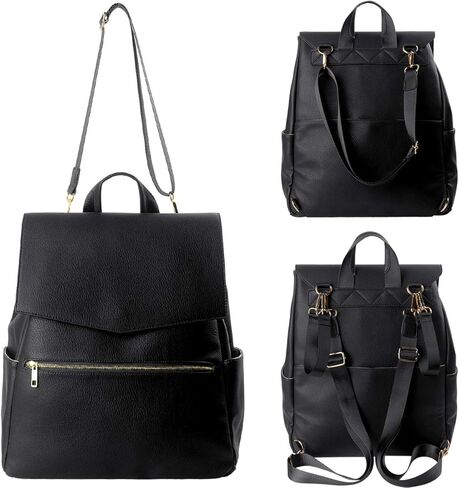 حقيبة ظهر للحفاضات من الجلد من KZNI، حقيبة ظهر للحفاضات للأطفال للأم للجنسين حقيبة حفاضات للأمهات مع شماعة لعربة الأطفال in Kuwait