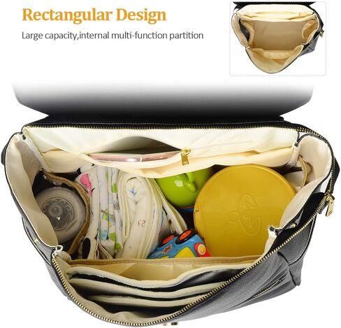 حقيبة ظهر للحفاضات من الجلد من KZNI، حقيبة ظهر للحفاضات للأطفال للأم للجنسين حقيبة حفاضات للأمهات مع شماعة لعربة الأطفال in Kuwait