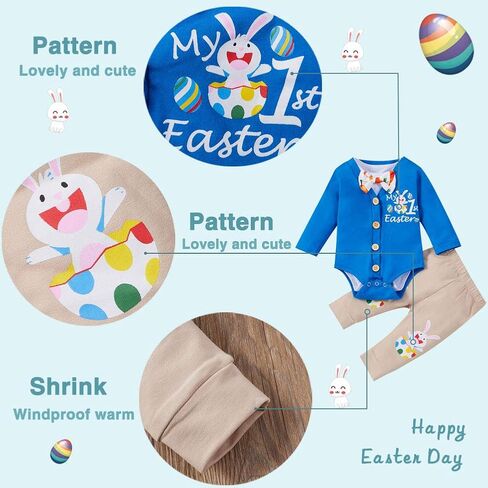XIFAMNIY Baby Boys My 1st first Valentine/St.Patrick/Easter Day Outfit Gentleman Suit 3Pcs Pants and Top Sets Newborn in Saudi Arabia