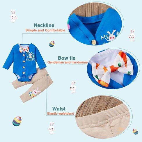 XIFAMNIY Baby Boys My 1st first Valentine/St.Patrick/Easter Day Outfit Gentleman Suit 3Pcs Pants and Top Sets Newborn in Saudi Arabia