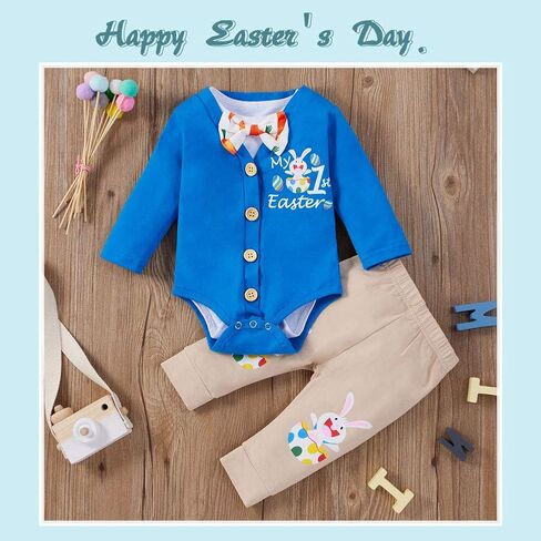 XIFAMNIY Baby Boys My 1st first Valentine/St.Patrick/Easter Day Outfit Gentleman Suit 3Pcs Pants and Top Sets Newborn in Saudi Arabia