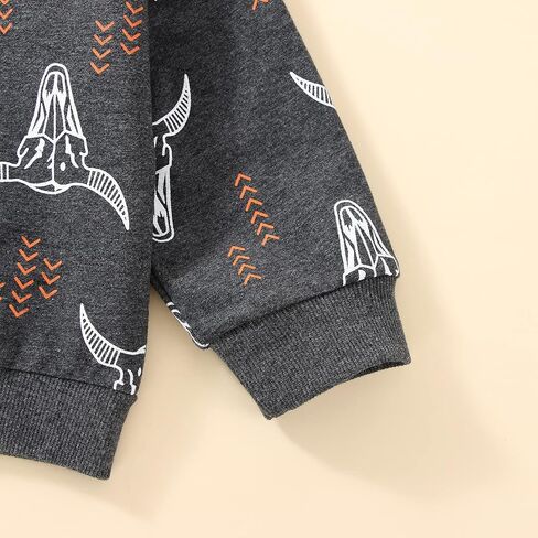 Kaipiclos بيبي بوي ملابس البقرة طباعة طويلة الأكمام Crewneck البلوز أعلى طويل بنطال رياضي خريف شتاء قبعات رعاة البقر الغربية الزي in Kuwait