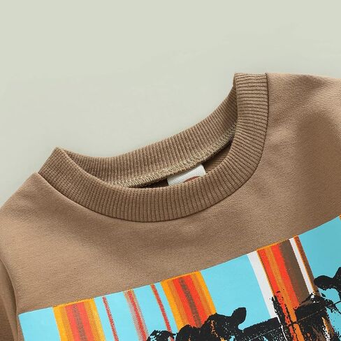 Kaipiclos بيبي بوي ملابس البقرة طباعة طويلة الأكمام Crewneck البلوز أعلى طويل بنطال رياضي خريف شتاء قبعات رعاة البقر الغربية الزي in Kuwait