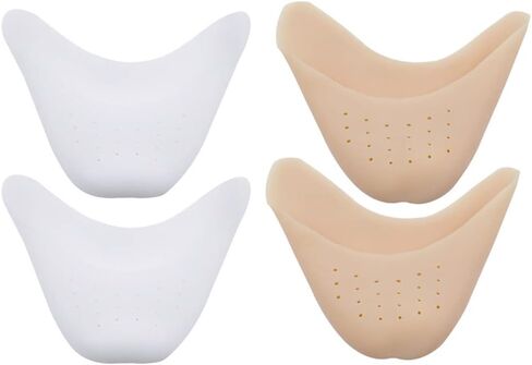 ONEWANGDAFA 2 Pairs Toe Cap Tip Protector Ballet Pointe Pads Silicone Gel Toe Protectors with Breathable Hole for Shoes Covers Toe Caps Metatarsal Pads Cushion White/Yellow, White/Yellow, 3 in Kuwait