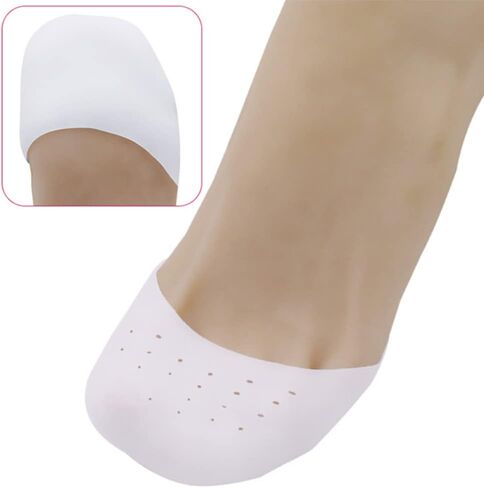 ONEWANGDAFA 2 Pairs Toe Cap Tip Protector Ballet Pointe Pads Silicone Gel Toe Protectors with Breathable Hole for Shoes Covers Toe Caps Metatarsal Pads Cushion White/Yellow, White/Yellow, 3 in Kuwait