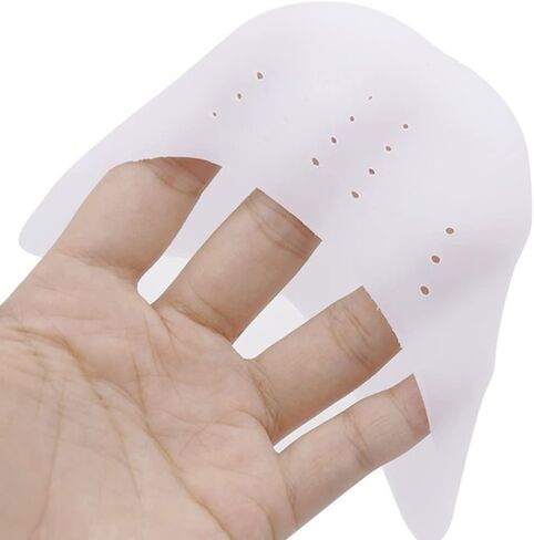 ONEWANGDAFA 2 Pairs Toe Cap Tip Protector Ballet Pointe Pads Silicone Gel Toe Protectors with Breathable Hole for Shoes Covers Toe Caps Metatarsal Pads Cushion White/Yellow, White/Yellow, 3 in Kuwait