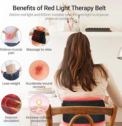 Holsn Red Light Therapy Belt for Body Near Infrared Light Therapy Red Light Therapy Device with Massage Pulse Function for Muscle Pain Relief LED Wearable NIR Infrared Wrap Deep Therapy… in Kuwait