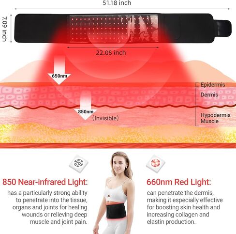 Holsn Red Light Therapy Belt for Body Near Infrared Light Therapy Red Light Therapy Device with Massage Pulse Function for Muscle Pain Relief LED Wearable NIR Infrared Wrap Deep Therapy… in Kuwait