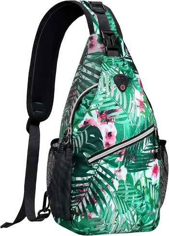 MOSISO Sling Backpack,Travel Hiking Daypack Pattern Rope Crossbody Shoulder Bag, Palm Leaf Flower in Saudi Arabia