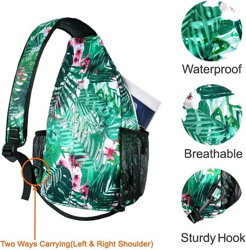 MOSISO Sling Backpack,Travel Hiking Daypack Pattern Rope Crossbody Shoulder Bag, Palm Leaf Flower in Saudi Arabia