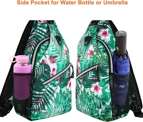 MOSISO Sling Backpack,Travel Hiking Daypack Pattern Rope Crossbody Shoulder Bag, Palm Leaf Flower in Saudi Arabia