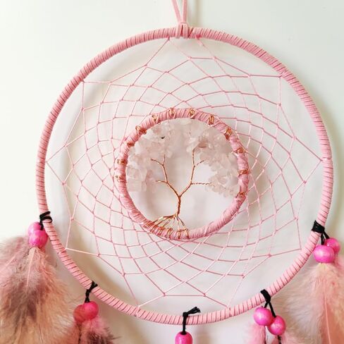 سويوزو شجرة الحياة حلم الماسك الوردي ريشة حلم الماسك ل ديكور غرفة نوم حلم الماسك للهدايا ديكور معلق على الحائط in Kuwait