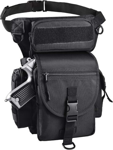 حقيبة LarKoo التكتيكية ذات الساق المتدلية مع حافظة مسدس - لوحة الساق وحقيبة خصر الفخذ وحقيبة الخصر متعددة الأغراض لحمل مسدس مخفي وحقيبة ذخيرة لمسدس الرماية الرياضية in Kuwait