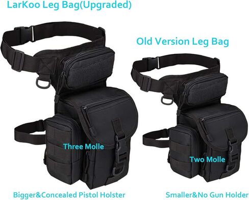 حقيبة LarKoo التكتيكية ذات الساق المتدلية مع حافظة مسدس - لوحة الساق وحقيبة خصر الفخذ وحقيبة الخصر متعددة الأغراض لحمل مسدس مخفي وحقيبة ذخيرة لمسدس الرماية الرياضية in Kuwait