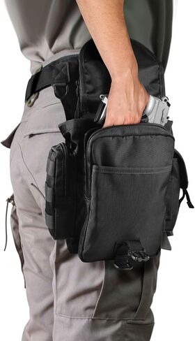 حقيبة LarKoo التكتيكية ذات الساق المتدلية مع حافظة مسدس - لوحة الساق وحقيبة خصر الفخذ وحقيبة الخصر متعددة الأغراض لحمل مسدس مخفي وحقيبة ذخيرة لمسدس الرماية الرياضية in Kuwait