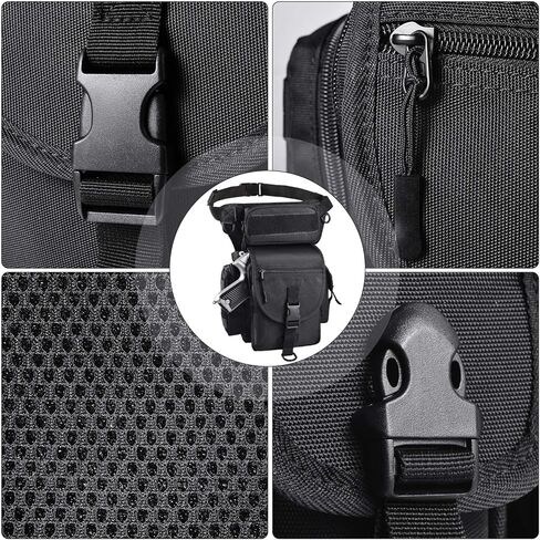 حقيبة LarKoo التكتيكية ذات الساق المتدلية مع حافظة مسدس - لوحة الساق وحقيبة خصر الفخذ وحقيبة الخصر متعددة الأغراض لحمل مسدس مخفي وحقيبة ذخيرة لمسدس الرماية الرياضية in Kuwait