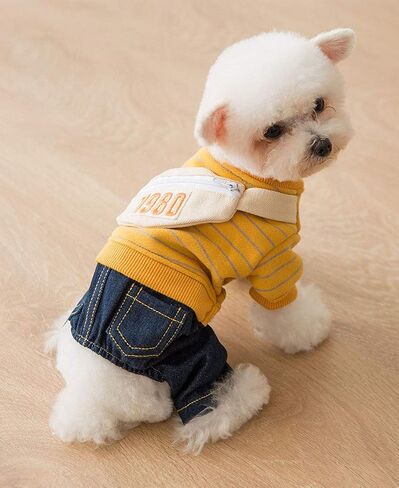 Dog Denim Clothes Pet Adorable Sweatshirt & Jeans Outfits for Medium Small Dogs Puppy Jumpsuit Cat Pants in Saudi Arabia