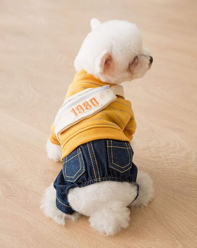 Dog Denim Clothes Pet Adorable Sweatshirt & Jeans Outfits for Medium Small Dogs Puppy Jumpsuit Cat Pants in Saudi Arabia
