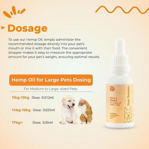 زيت الحيوانات الأليفة الكبير من Duo Senses Otto's Choice - 30 مل، تركيبة طبيعية بالكامل لصحة الحيوانات الأليفة وتهدئة الانزعاج للكلاب والقطط التي يزيد وزنها عن 20 رطل - صُنعت في كندا in Kuwait