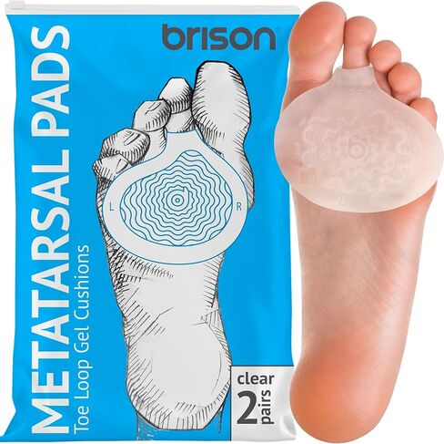 Brison Metatarsal Pads Ball of Foot Cushions for Women and Men Morton's Neuroma Plantar Fasciitis Calluses Metatarsalgia Pinched Nerves - Soft Gel 1/6" Thick - 2 Pairs(4pcs) in Kuwait