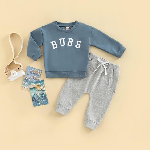 BemeyourBBs Toddler Baby Boy Clothes Graphic Sweatshirt Pants Set Outfit | Toddler Baby Boy Outfit Suitable for Fall Winter Spring. Baby Crewneck Sweatshirt and Jogger Pants Set, Age Range: 0-4 Years in Saudi Arabia