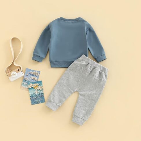 BemeyourBBs Toddler Baby Boy Clothes Graphic Sweatshirt Pants Set Outfit | Toddler Baby Boy Outfit Suitable for Fall Winter Spring. Baby Crewneck Sweatshirt and Jogger Pants Set, Age Range: 0-4 Years in Saudi Arabia