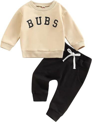 BemeyourBBs Toddler Baby Boy Clothes Graphic Sweatshirt Pants Set Outfit | Toddler Baby Boy Outfit Suitable for Fall Winter Spring. Baby Crewneck Sweatshirt and Jogger Pants Set, Age Range: 0-4 Years in Saudi Arabia