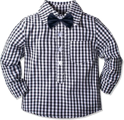 Yilaku Baby Boys Dress Clothes Formal Wedding Outfits Suspender + Bow Tie + Shirt + Pants 4Piece Infant Gentleman Suits in Kuwait