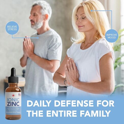 قطرات الزنك السائلة الأيونية للمعدة الحساسة (4 أونصة) تعزز الدعم المناعي وتزيد من الصحة (كمية تكفي 120 يومًا) مكمل فيتامين الزنك للبالغين - الالتهاب، والإجهاد، وحب الشباب، ووظيفة التمثيل الغذائي in Kuwait