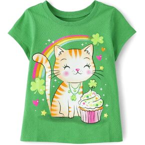 The Children's Place Baby Toddler Girls Short Sleeve Graphic T-Shirt, St Pats Cupcake in Saudi Arabia