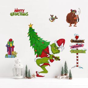 Yovkky Merry Christmas Gnomes Wall Decals Stickers, Christmas Tree 2025 New Year Black Truck Farmhouse Home Bedroom Decor, Xmas Snowflakes Winter Holiday Party Living Room Kitchen Decorations Art