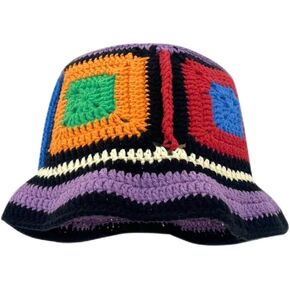 Crochet Bucket Hat for Women Knit Handmade Foldable Cap Casual Fisherman Caps Knitted Hats