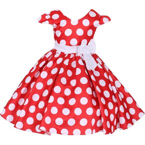 Toddler Girls Polka Dots Princess Birthday Party Pageant Cap Sleeve Dresses with Ear Headband Halloween Outfits Set