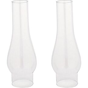 Ohlectric Glass Lamp Chimney - Chimney Transparent Glass Shade - Hand Blown Replacement For Vintage Oil Lamps - Prevent The Flame - Curvy Lamp Chimneys - 2 ⅝ Inch Fitter, Pack Of 2 - OL-44517