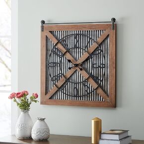 ساعة حائط FirsTime & Co. Black Farmstead Barn Door بتصميم أمريكي، أسود، 68.58 × 5.08 × 73.66 سم (31201)